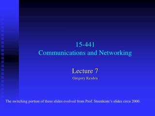 15-441 Communications and Networking