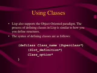 Using Classes