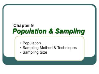 Population &amp; Sampling