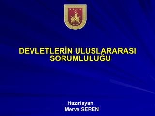 DEVLETLERİN ULUSLARARASI SORUMLULUĞU Hazırlayan Merve SEREN