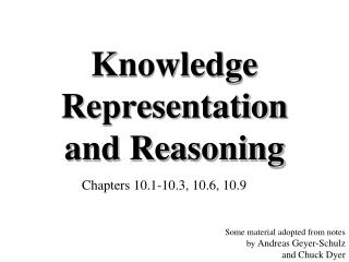 Knowledge Representation and Reasoning