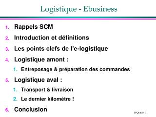 Logistique - Ebusiness