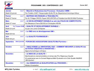 PROGRAMME DES CONF ÉRENCES 2007