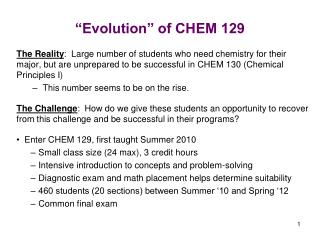 “Evolution” of CHEM 129