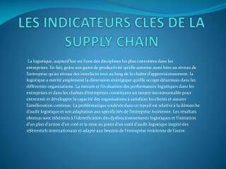 LES INDICATEURS CLES DE LA SUPPLY CHAIN