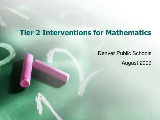 Tier 2 Interventions for Mathematics