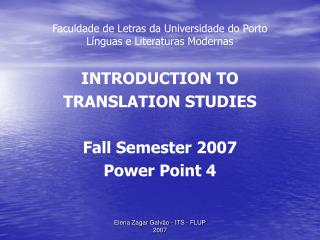 Faculdade de Letras da Universidade do Porto Línguas e Literaturas Modernas