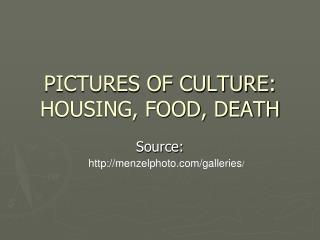 PICTURES OF CULTURE: HOUSING, FOOD, DEATH