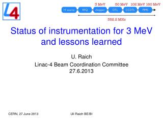 Status of instrumentation for 3 MeV and lessons learned