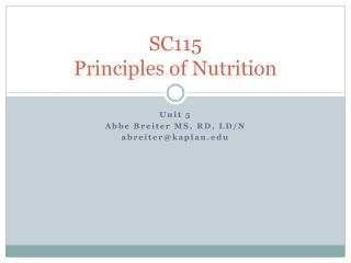 SC115 Principles of Nutrition