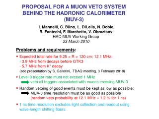 PROPOSAL FOR A MUON VETO SYSTEM BEHIND THE HADRONIC CALORIMETER (MUV-3)