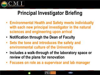 Principal Investigator Briefing