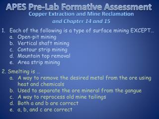 APES Pre-Lab Formative Assessment