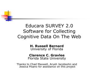 Educara SURVEY 2.0 Software for Collecting Cognitive Data On The Web
