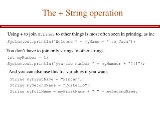 The + String operation