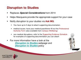 Disruption to Studies