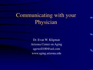 Communicating with your Physician