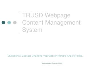 TRUSD Webpage Content Management System