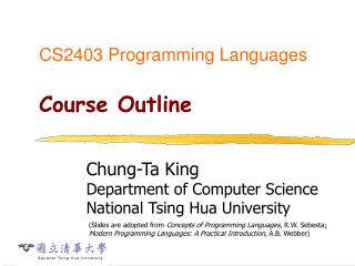 CS2403 Programming Languages Course Outline
