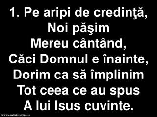 Pe aripi de credinta - Niciodata sa nu dam inapoi