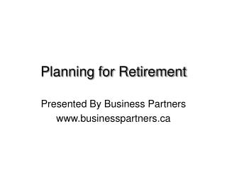 Planning for Retirement