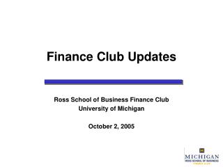 Finance Club Updates