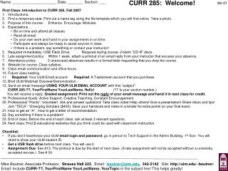 CURR 285: Welcome!