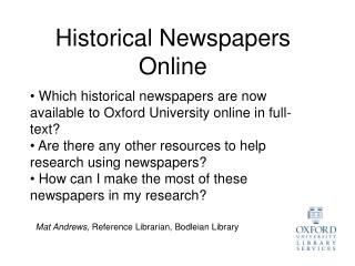 Historical Newspapers Online