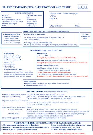 INITIAL ASSESSMENT for DKA		for underlying cause urine ketones		FBC