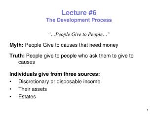 Lecture #6 The Development Process