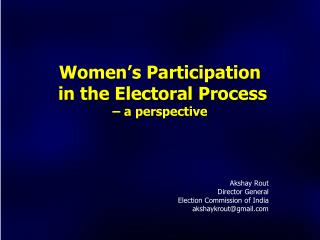 Women’s Participation in the Electoral Process – a perspective