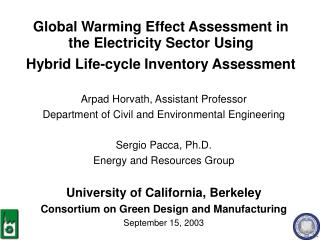 Global Warming Effect Assessment in the Electricity Sector Using Hybrid Life-cycle Inventory Assessment