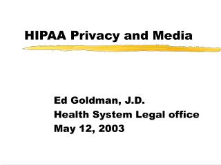 HIPAA Privacy and Media