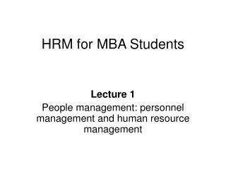 HRM for MBA Students