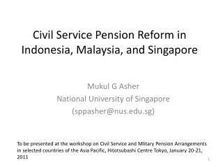 Civil Service Pension Reform in Indonesia, Malaysia, and Singapore