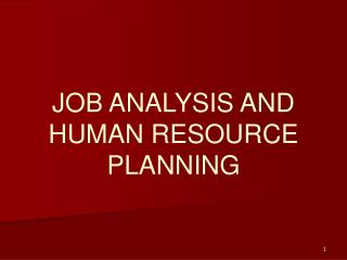 JOB ANALYSIS AND HUMAN RESOURCE PLANNING