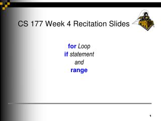 CS 177 Week 4 Recitation Slides