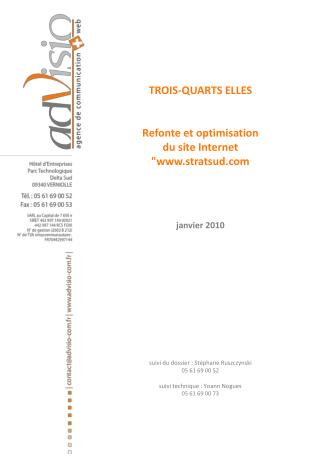 TROIS-QUARTS ELLES Refonte et optimisation du site Internet &quot; stratsud janvier 2010