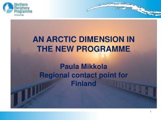 AN ARCTIC DIMENSION IN THE NEW PROGRAMME Paula Mikkola Regional contact point for Finland