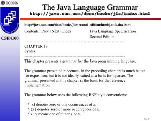 The Java Language Grammar java.sun/docs/books/jls/index.html