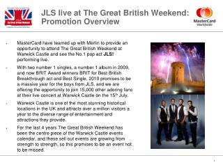 JLS live at The Great British Weekend: Promotion Overview