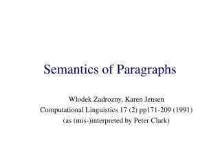 Semantics of Paragraphs