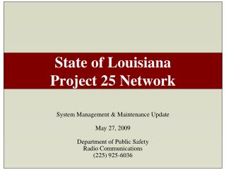 State of Louisiana Project 25 Network