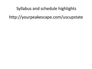 Syllabus and schedule highlights