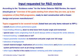 Input requested for R&amp;D review