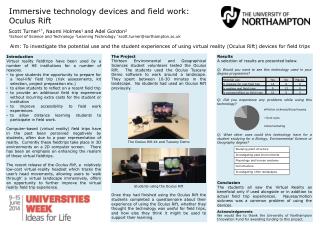 Immersive technology devices and field work: Oculus Rift