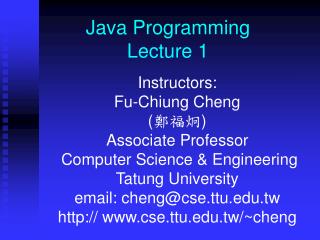 Java Programming Lecture 1