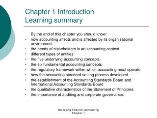 Chapter 1 Introduction Learning summary