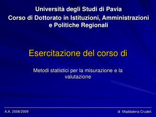 Esercitazione del corso di