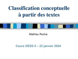 Classification conceptuelle à partir des textes